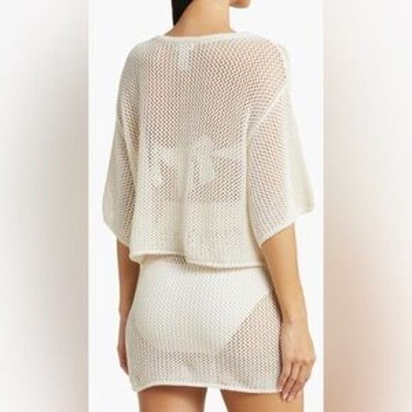 Moon & Madison Skirt Top Outfit Set Open Knit Crochet Cotton White Women Medium - Picture 2 of 14